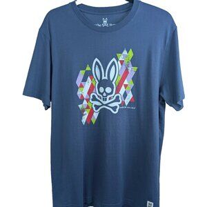 Psycho Bunny “Made for Mischief” Graphic Tee Blue Men’s Large 100% Pima Cotton